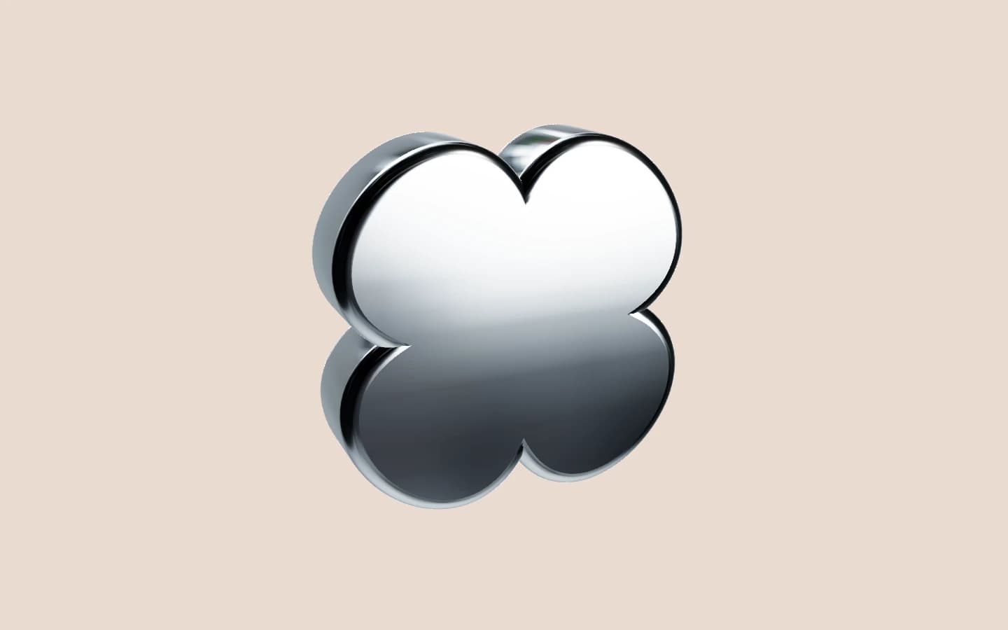 A silver four-lobed SVG shape given depth and soft edges in Plump